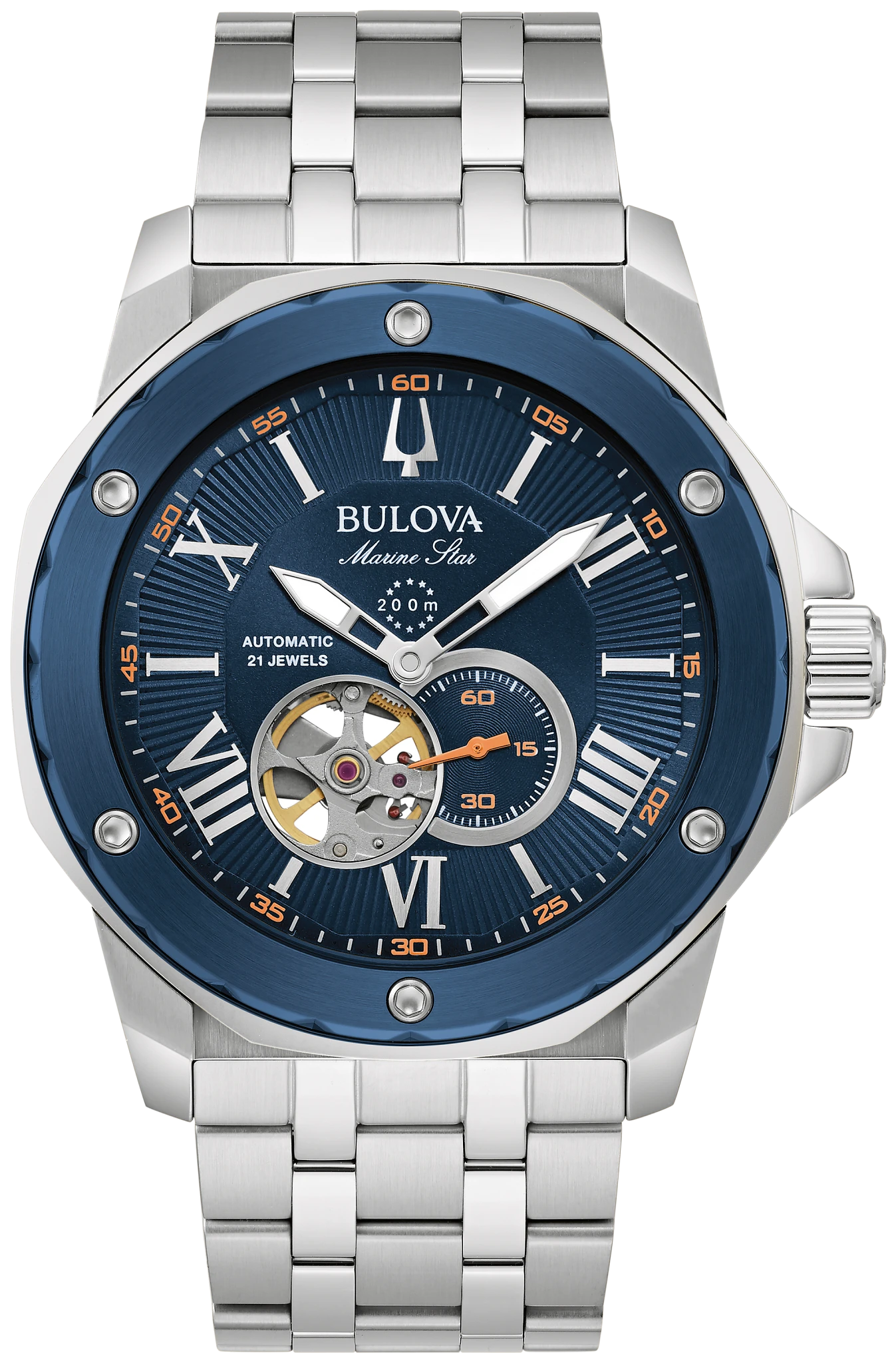 Blue Dial Stainless Steel Bracelet Marine Star 98A302 | Bulova